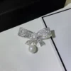Pearl Bowtie Ribbon Brooch