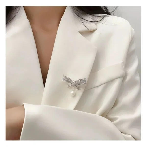 Pearl Bowtie Ribbon Brooch