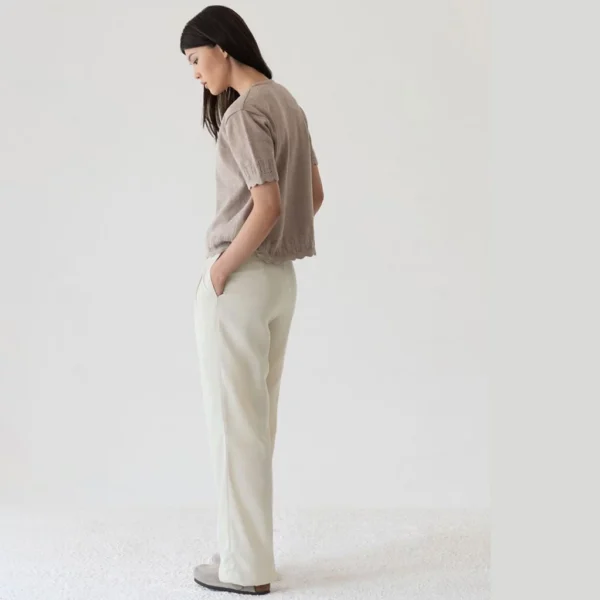 Fray High‑Waist Relaxed Pants