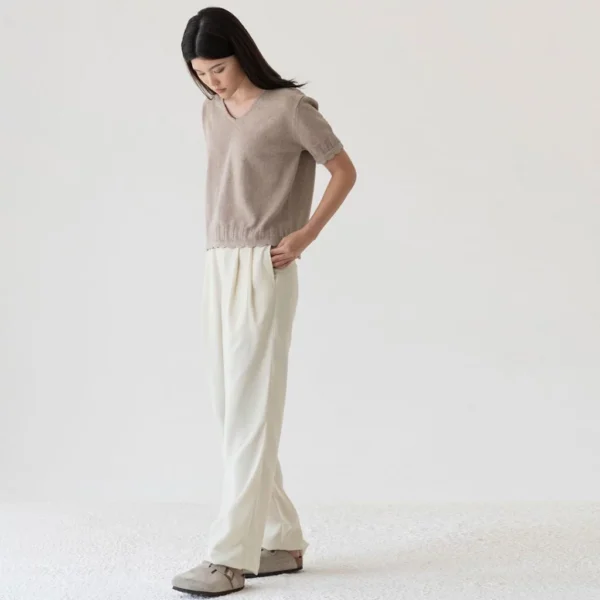 Fray High‑Waist Relaxed Pants
