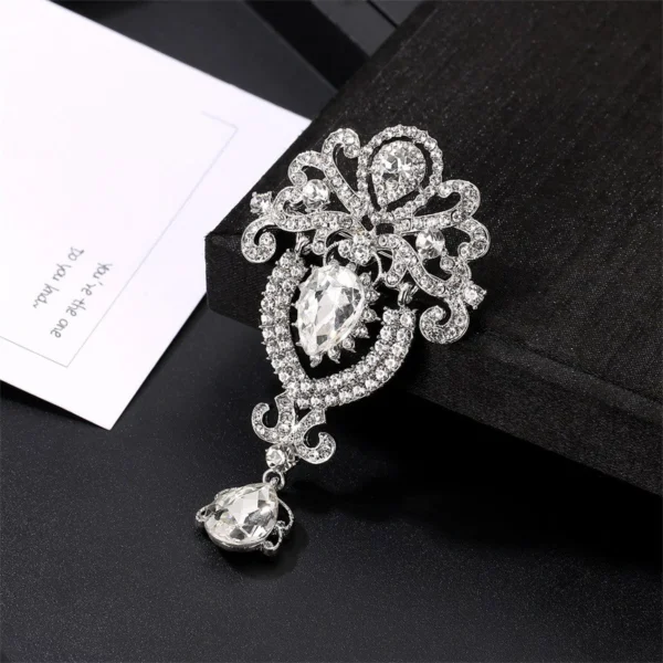 Crystal Crown Brooch Scarf Pin