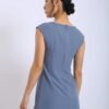 Ardelle Draped Mini Dress in Steel Blue
