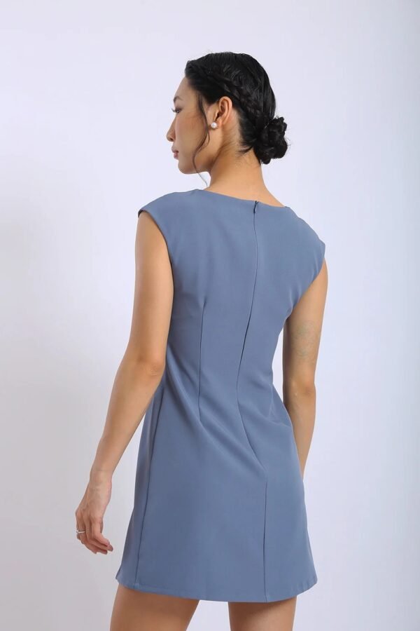 Ardelle Draped Mini Dress in Steel Blue